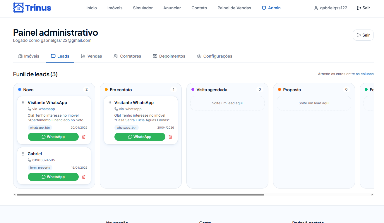 Funil de leads que você arrasta e solta