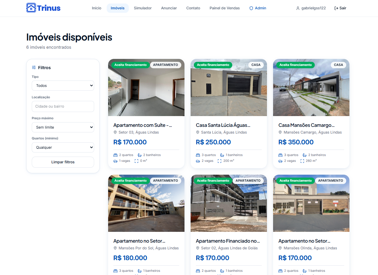 Vitrine completa com filtros inteligentes